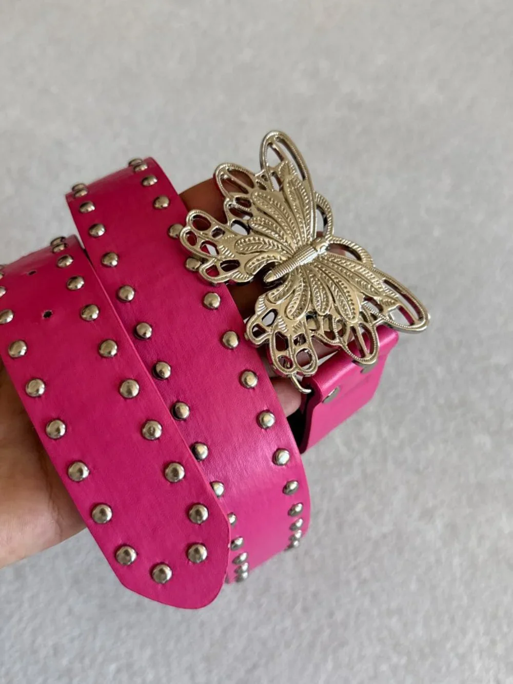 Hot Pink Studded Butterfly Belt